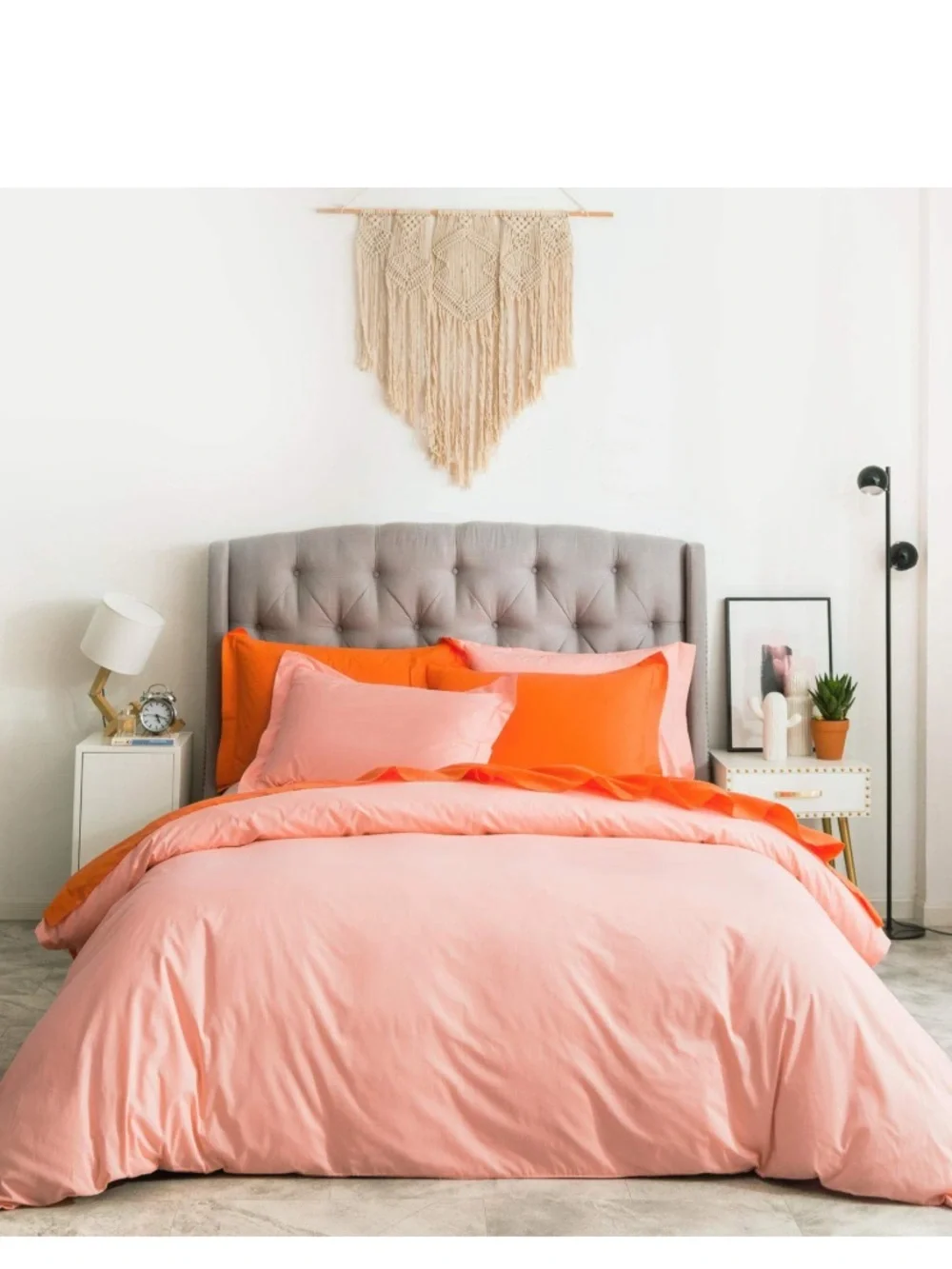 Bedding Duvet Set 100% Cotton Lightweight Breathable TWIN - PEACH PINK
